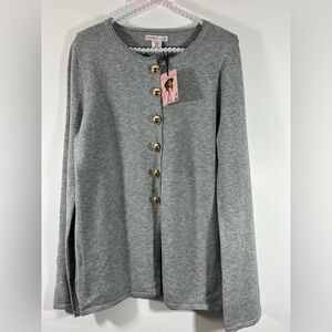 Sincerely Jules Gray Sweater with Gold Buttons